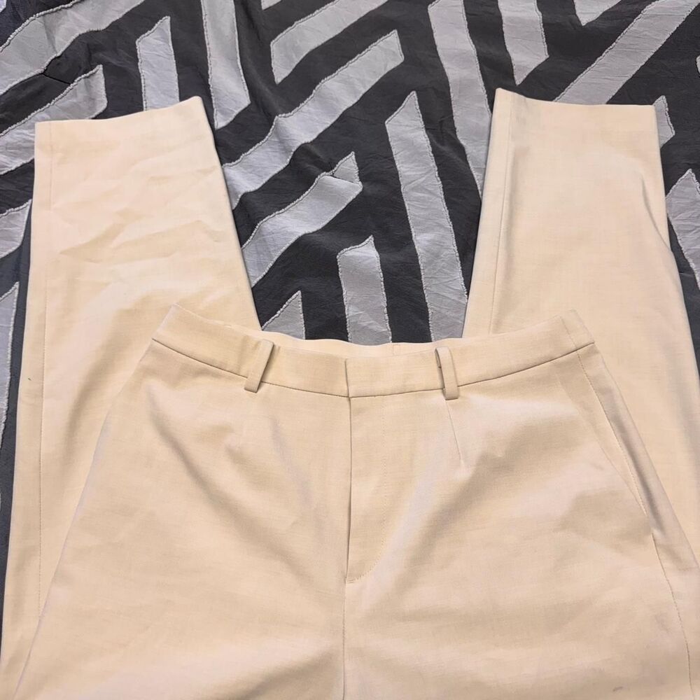 Uniqlo cream high-waisted straight-leg pants
